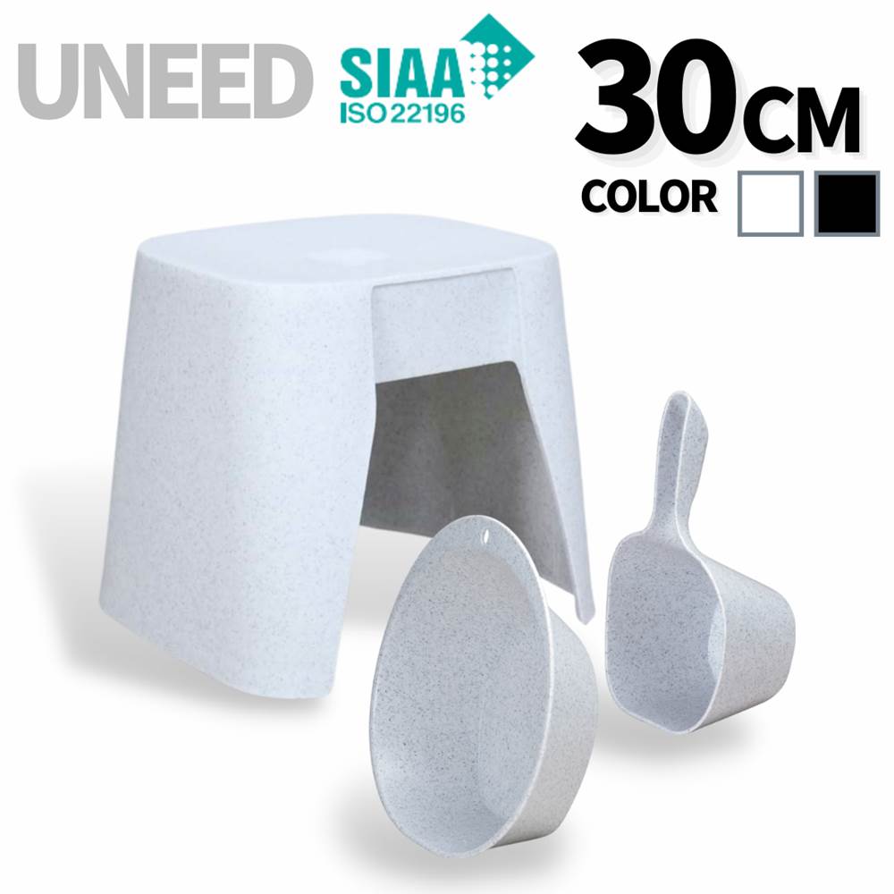 風呂椅子 コの字 30cm 湯桶 手桶 3点セット 洗いやすいバスチェア | ユニード UNEED 大理石調 おしゃれ モノトーン ブラック ホワイト 白 黒 ...