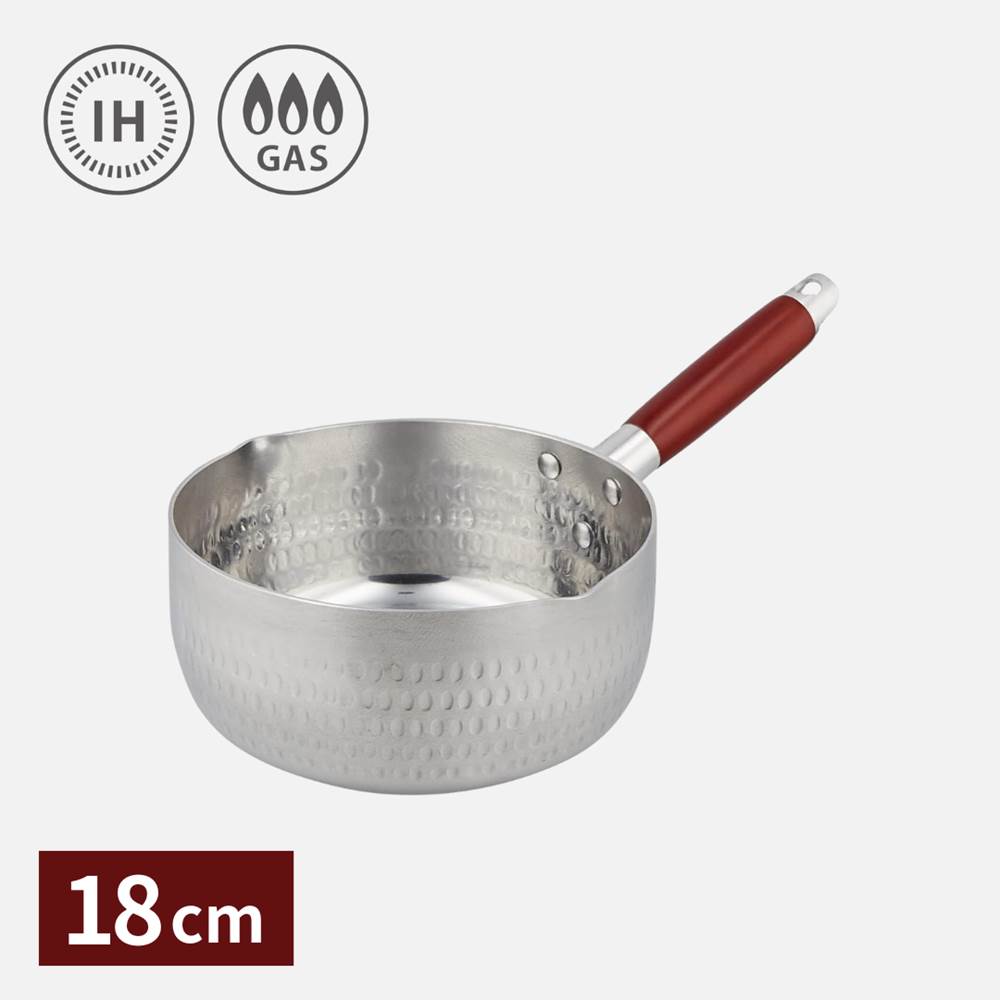 味むすび IH対応 アルミ 雪平鍋 18cm | IH対応 ih ガス火 兼用 ガスコンロ 対応 ガス火 直火 アルミ鍋 アルミ 片手鍋 雪平鍋 行平鍋 片手鍋 アルミ アルミ鍋 アルミ製 ゆきひらなべ 注ぎ口付 両口 ゆきひら鍋 なべ ナベ 片手鍋