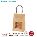 手提紙袋 ウィンドウミニバッグ 茶無地 こげ茶 50枚・100枚 | 紙袋 ペーパーバッグ 手提げ 手提げバッグ 手提げ袋 小 ミニ ミニバッグ おしゃれ ギフト ラッピング袋 かわいい プレゼント用袋 テイクアウト袋 窓付き お菓子 食品 雑貨 茶 無地 日本製 パックタケヤマ