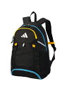 アディダス adidas ボール用デイパック 24L 黒色×黄色×青色(外付けネット) サッカー 3層デイバック ボールバック バッグ ユニセックス