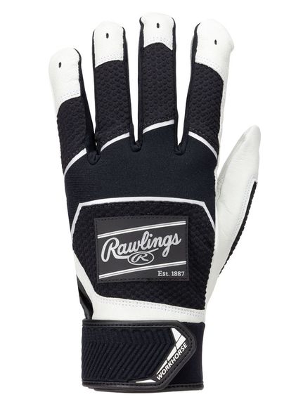 ローリングス Rawlings 両手用 パッチロゴ バッティンググラブ - ブラック 野球 バッティンググローブ 手袋 両手 ユニセックス