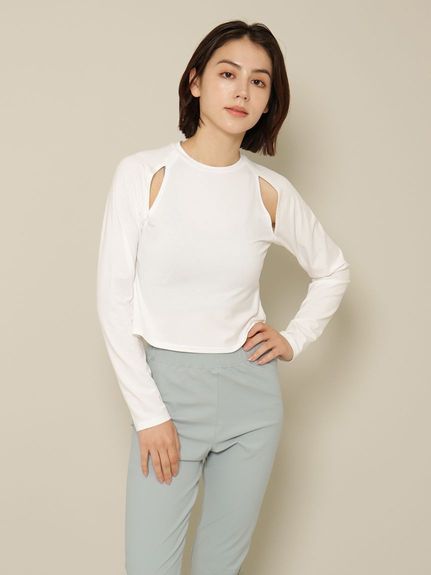 カティオン スポーツ アンド ウェルネス KATION SPORTS & WELLNESS ミリオラメントベア天竺 スリットロングスリーブTシャツ LADIES ヨガ トップス レディース
