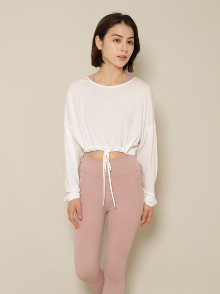 カティオン スポーツ アンド ウェルネス KATION SPORTS & WELLNESS スムースジャージ クロップドドローストリングスTシャツ LADIES ヨガ トップス レディース