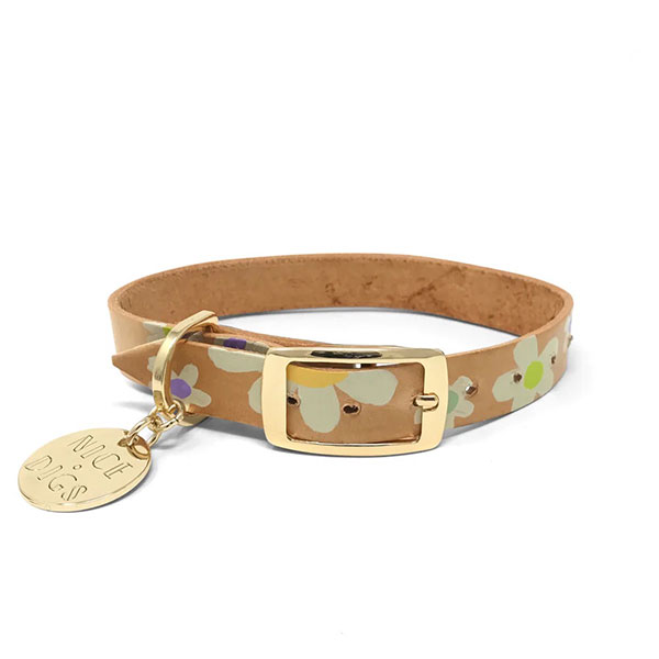 POSIE LEATHER DOG COLLAR - SPRING ドッグカラー レザー ハンドメイド ■ネコポス送料無料■