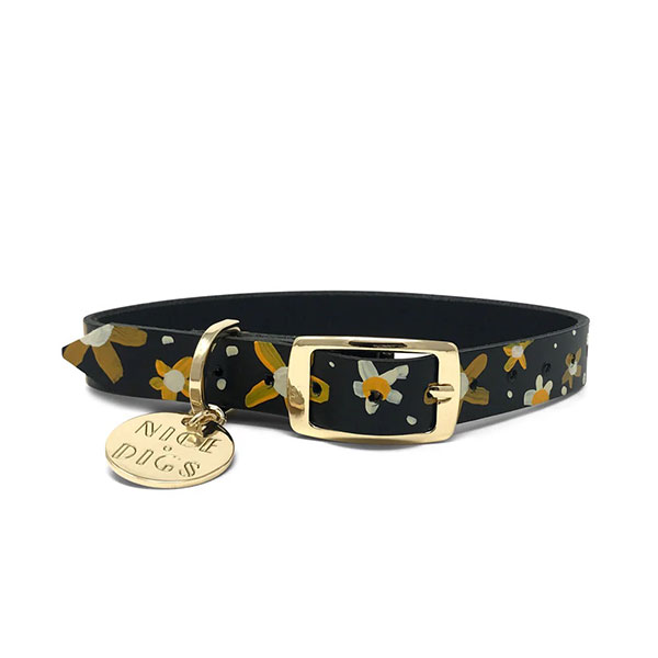 POSIE LEATHER DOG COLLAR - SUNSHINE ドッグカラー レザー ハンドメイド ■ネコポス送料無料■