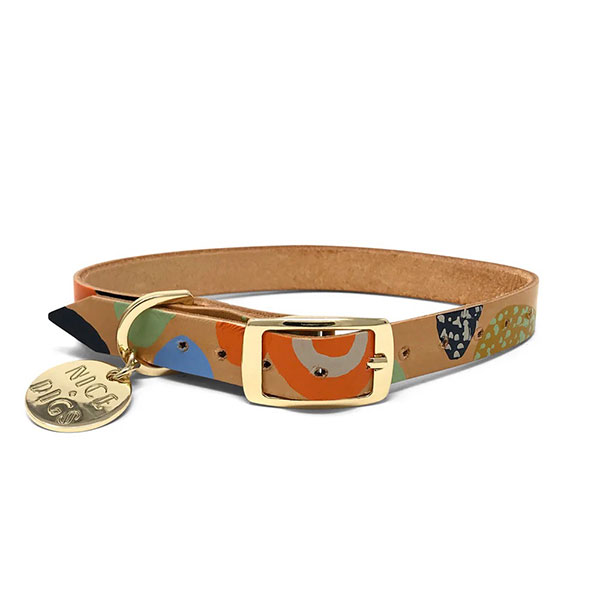 【NICE DIGS ナイスディグス】SNAKES AND LADDERS LEATHER DOG COLLAR ドッグカラー レザー ハンドメイド ■ネコポス送料無料■