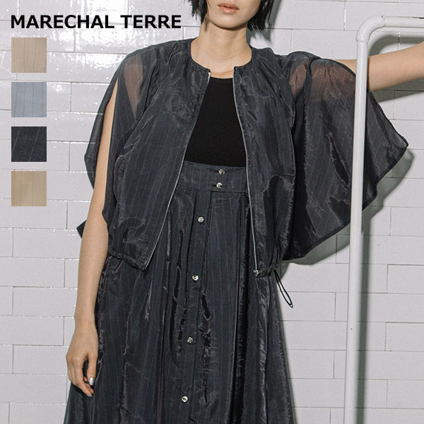 Rakuten - ポイント10倍！【MARECHAL TERRE マルシャルテル】シアーブルゾン ■送料無料■ ジップブルゾン 羽織り 超軽量アウター セットアップ スリーブデザイン 2026 SPRING SUMMER 新作 ZMT262BZ124