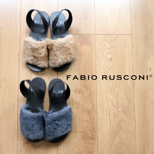 ★【FABIO RUSCONI　ファビオルスコーニ】ラビットファー サンダル　レディース　フラット　RABBIT FUR SANDAL　RB MODA　DE97バーゲン