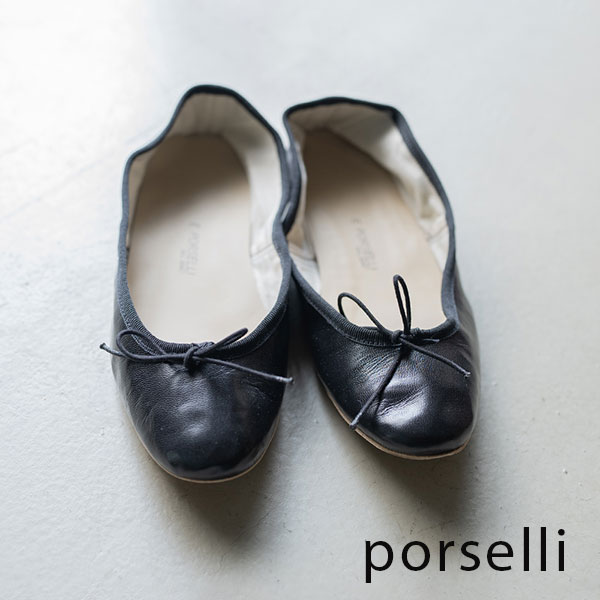 ★【porselli ポルセリ】CARLA FRACCI バレエシューズ ■送料無料■ レディース シューズ フラット ハンドメイド ブラック 牛革 00330601F001 ■あす楽対応■