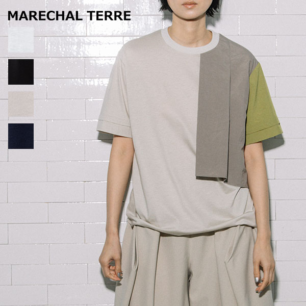 Rakuten - ポイント10倍！【MARECHAL TERRE マルシャルテル】コンビネーションデザインTシャツ ■送料無料■ デザイントップス デザインTシャツ アシンメトリー 定番 人気 2026 SPRING SUMMER 新作 ZMT262CT138