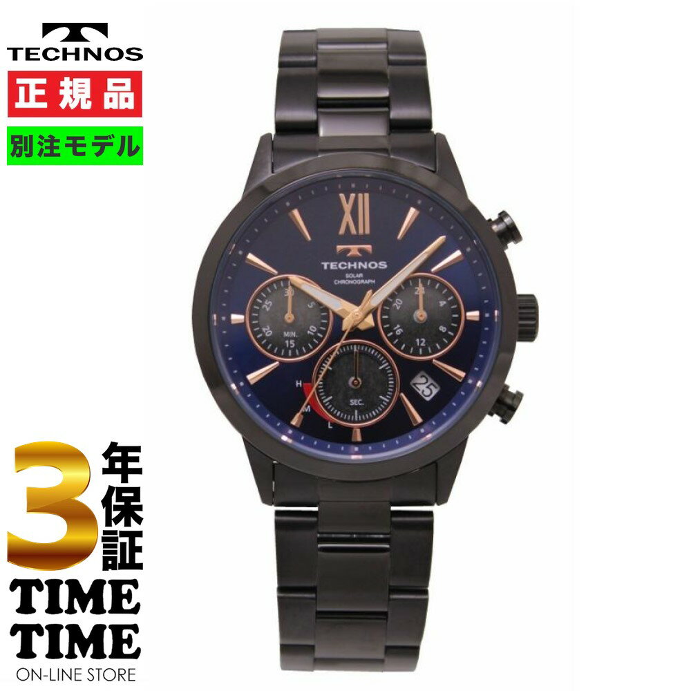 テクノス 腕時計（メンズ） TECHNOS テクノス 腕時計 メンズ ソーラー クロノグラフ ブルー/ブラック タイムタイム 限定モデル TT4B17BN 【安心の3年保証】