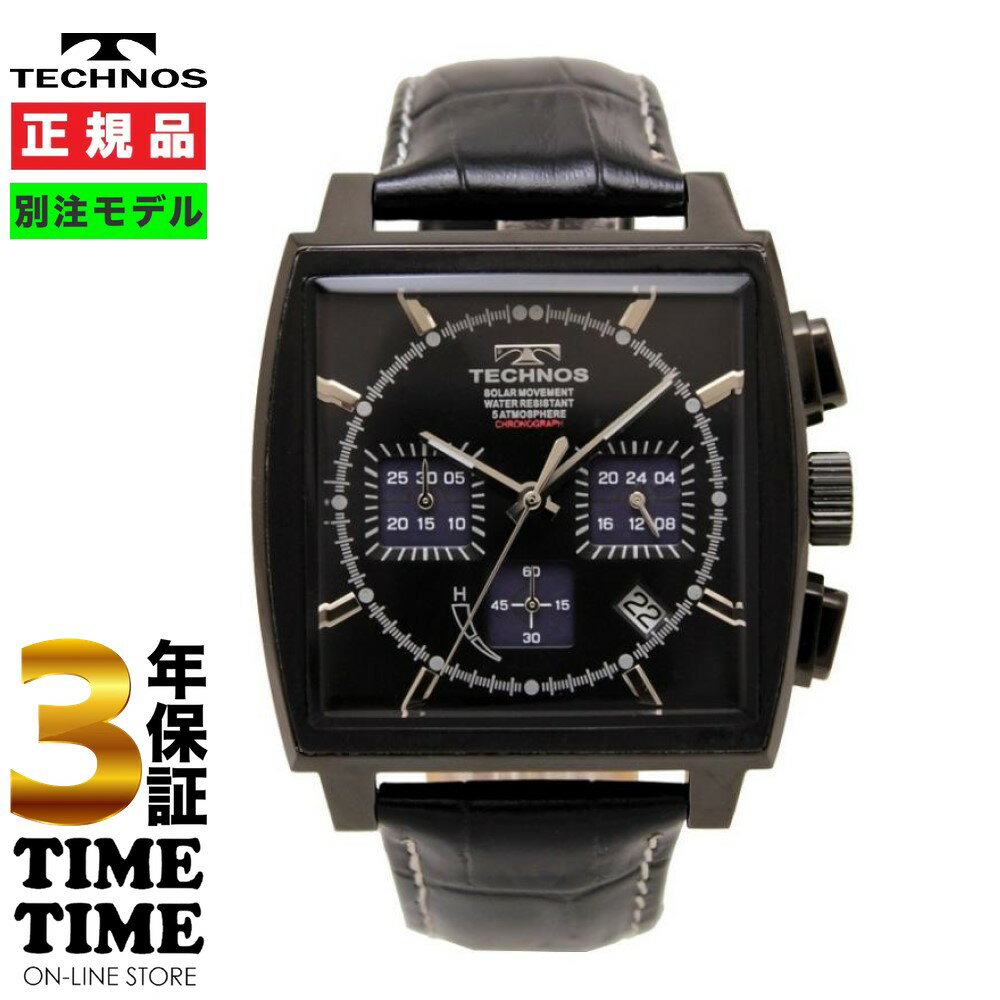 テクノス 腕時計（メンズ） TECHNOS テクノス 腕時計 メンズ ソーラー クロノグラフ ブラック/ブラック タイムタイム 限定モデル TT9B39BB 【安心の3年保証】