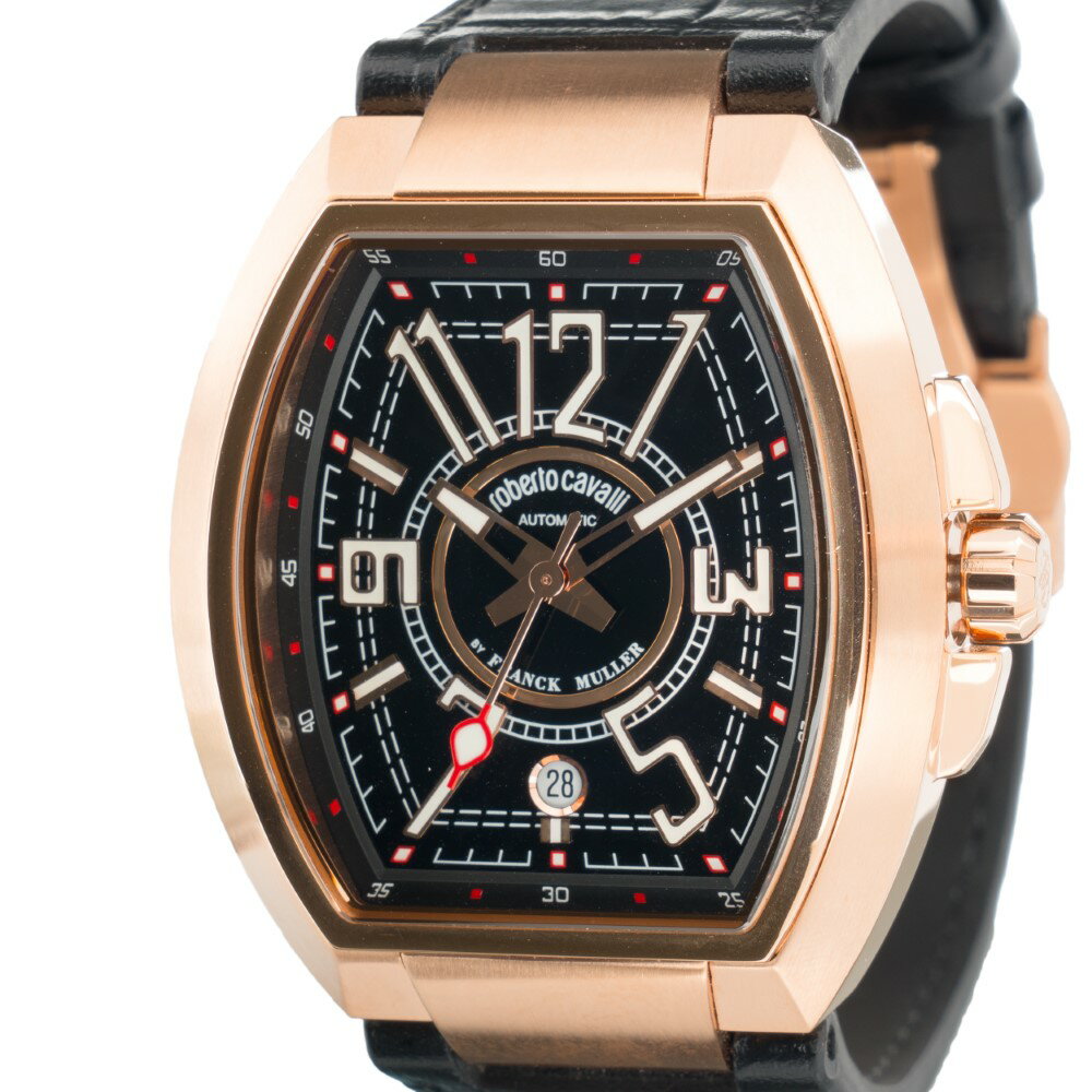 【2日10時まで10％OFFクーポン！楽天ファッション対象ストア】roberto cavalli BY FRANCK MULLER ロベルト・カヴァリ バイ フランク・ミュラー 自動巻 ブラックRG RV1G207L0061 メンズ 【安心の1年保証】