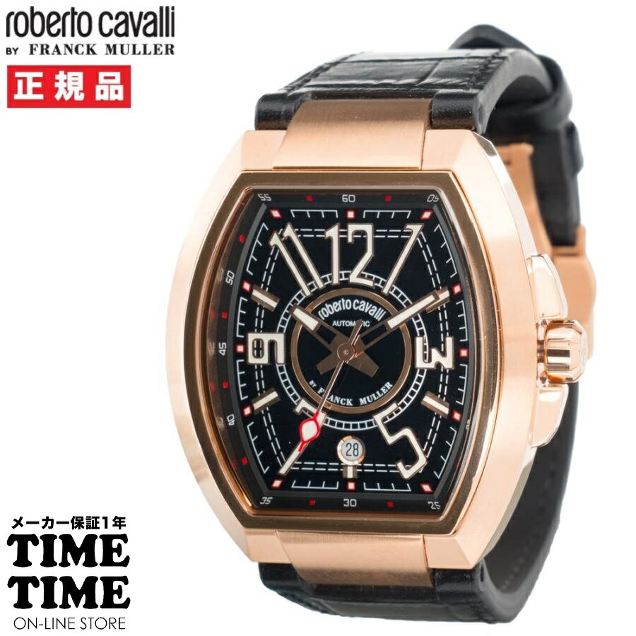 【7/4から11日26時まで!ポイント最大47倍!最大2000円OFFクーポン】roberto cavalli BY FRANCK MULLER ロベルト・カヴァリ バイ フランク・ミュラー 自動巻 ブラックRG RV1G207L0061 メンズ 【安心の1年保証】