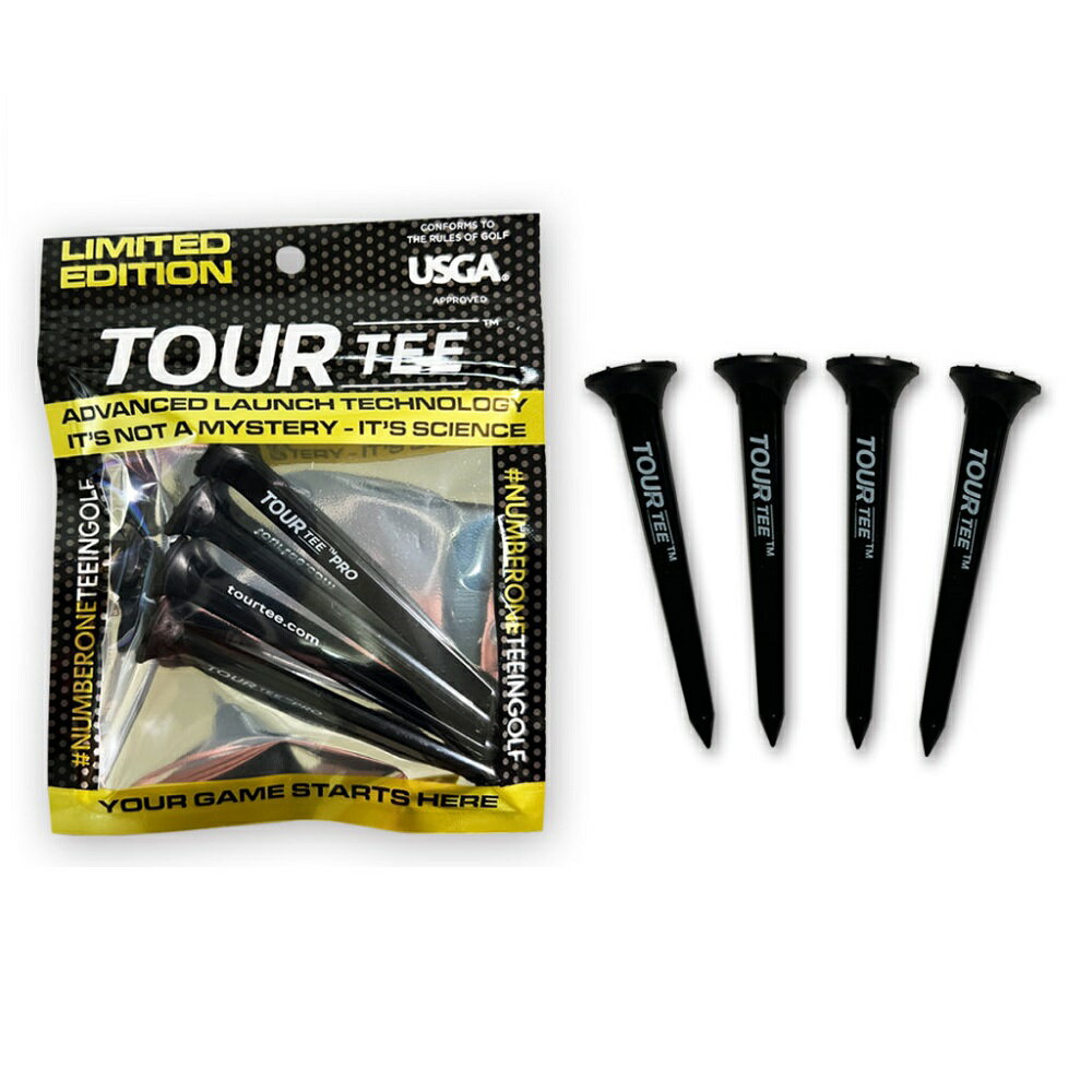 クーポンとポイントのダブルでお買得ストア！Tour Tee Pro ツアーティープロ リミテッドエディション ブラック 4本入り T-489 880 飛距離アップ USGA、R＆Aルール適合