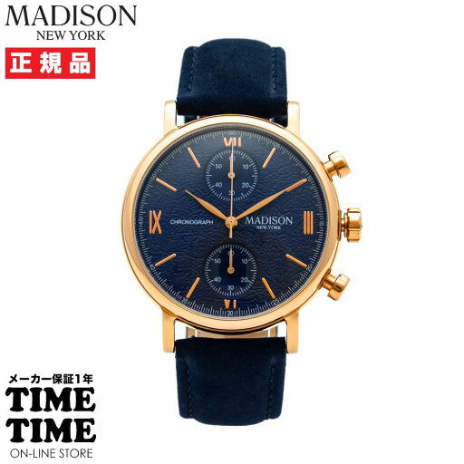 【5月1日は10%OFFクーポン&ワンダフルデー】MADISON NEW YORK マディソンニューヨーク セブンス・アベニュー メンズ クロノグラフ ピンクゴールド ネイビー MA011013-4 【安心のメーカー1年保証】 【5月1日は10%OFFクーポン&ワンダフルデー】MADISON NEW YORK マディソンニューヨーク セブンス・アベニュー メンズ クロノグラフ ピンクゴールド ネイビー MA011013-4 【安心のメーカー1年保証】
