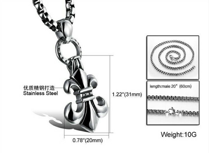 ネックレス メンズ メンズネックレス ペンダント 百合の紋章 シルバー チェーン 銀 ステンレス 金属アレルギー 紋章