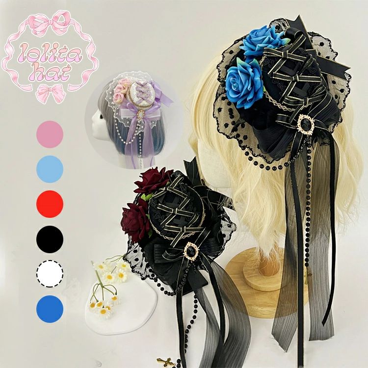 ヘッドドレス ハット ロリィタ 礼装帽子 ミニハット トーク帽 カクテルハット エレガント ピアノ 発表..