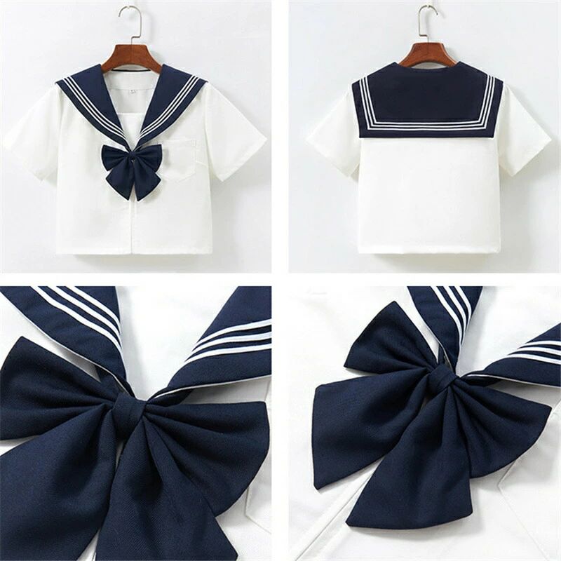 【送料無料】コスチューム衣装 コスプレ衣装 可愛い スカート 三本線 リボン コスプレ セーラー服 セットアップ 大きいサイズ 女子 制服 半袖 上下セット 高校生 学園祭 レディース セーラー襟 ハロウィン コスプレ学生服 夏 女子制服コスプレ プリーツスカート スクール 文