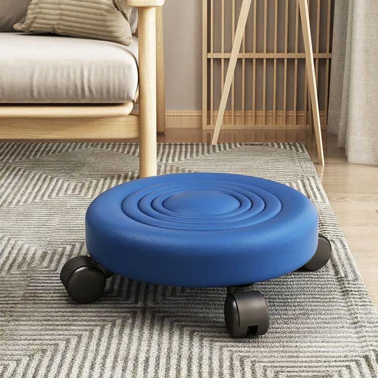 ロースツール キャスター付き 椅子 ミニ スツール ラウンドスツール 丸椅子 厚手クッション PUレザー 直径33cm 低め 椅子 イス 低い椅子 フットスツール フットケアスツール サロン 美容室 ネイル ペディキュア 施術 作業スツール チェア 玄関 storeaz-10017562 azストア サンプル画像3