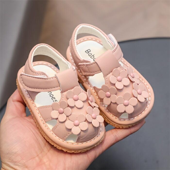 ベビー サンダル 女の子 子供サンダル キッズサンダル つま先保護 つま先あり サン...
