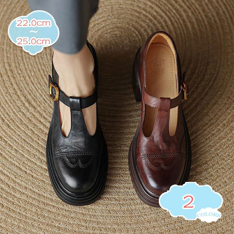 樂天商城 - Tストラップ ローファー レディース パンプス ハイヒール 7cm 軽量 厚底 ドレスシューズ ゴスロリ かわいい ラウンドトゥ 通学 メイド靴 可愛い 袴用 歩きやすい 撥水 オックスフォードシューズ おじ靴 マニッシュ shopcp