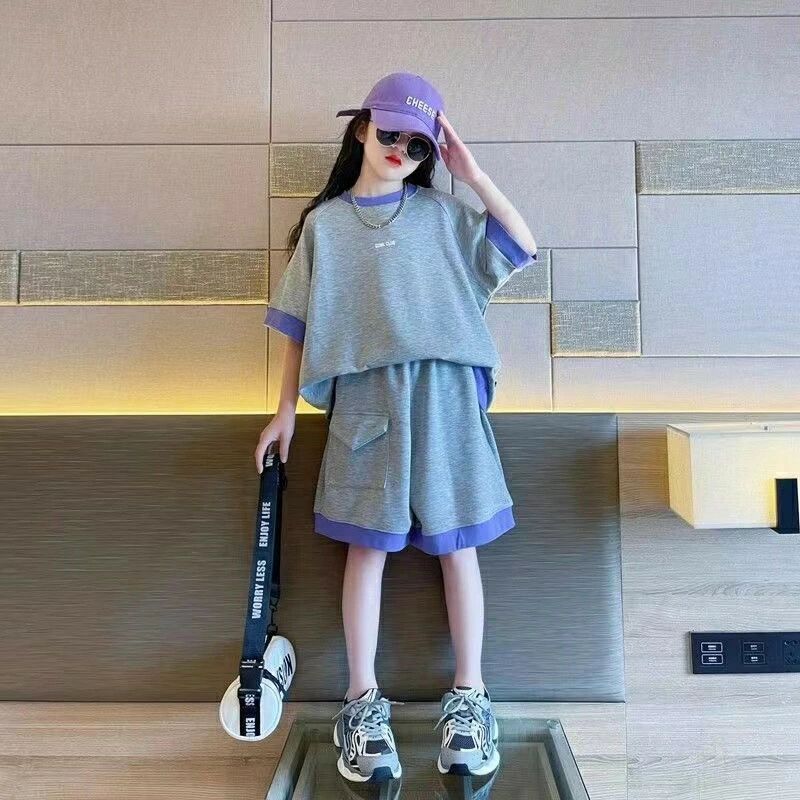 樂天商城 - キッズ 子供服 セットアップ 上下セット Tシャツ+パンツ 2点セット 夏 子供服 女の子 tシャツ 薄手 ダボシャツ 上下 子供 半袖 ハーフパンツ おしゃれ 可愛い トップス ボトムス ジュニア 半ズボン スポーツ 誕生日 プレゼント 小学生 お出かけ KSFC028(2色110-170)