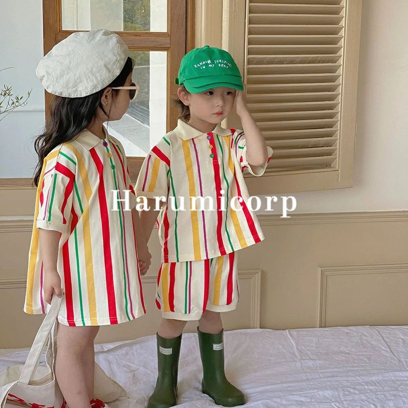 樂天商城 - 子供服 ワンピース 女の子 セットアップ 男の子 シャツ 半袖 ハーフパンツ キッズ 韓国子ども服 春 夏 おしゃれ 可愛い ベビー服 トップス ボトムス 入学 入園 誕生日 プレゼント ナチュラル シンプル 女児 姉妹 双子 幼稚園 140cm 130 120 110 100 90 80