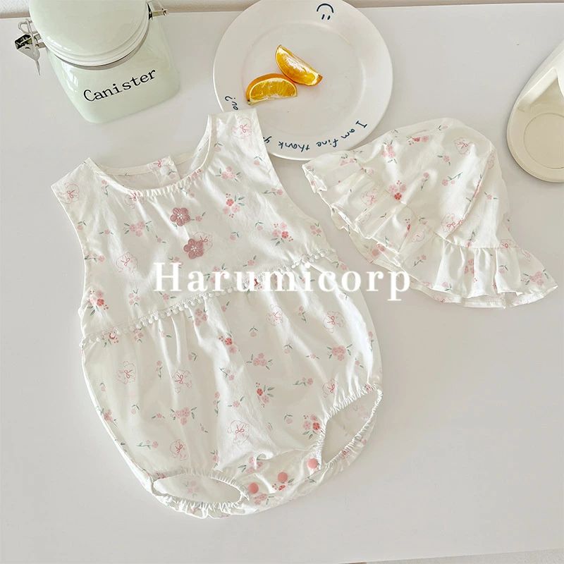 樂天商城 - ロンパース ベビー服 綿 コットン 新生児 服 女の子 花柄帽子付き カバーオール キッズ 半袖 ベビーロンパース 66cm 73cm 80cm 90cm ボディスーツ 赤ちゃん 子供服 春 夏 退院着 ルームウェア 部屋着 パジャマ おしゃれ 可愛い 出産祝い プレゼント お出かけ