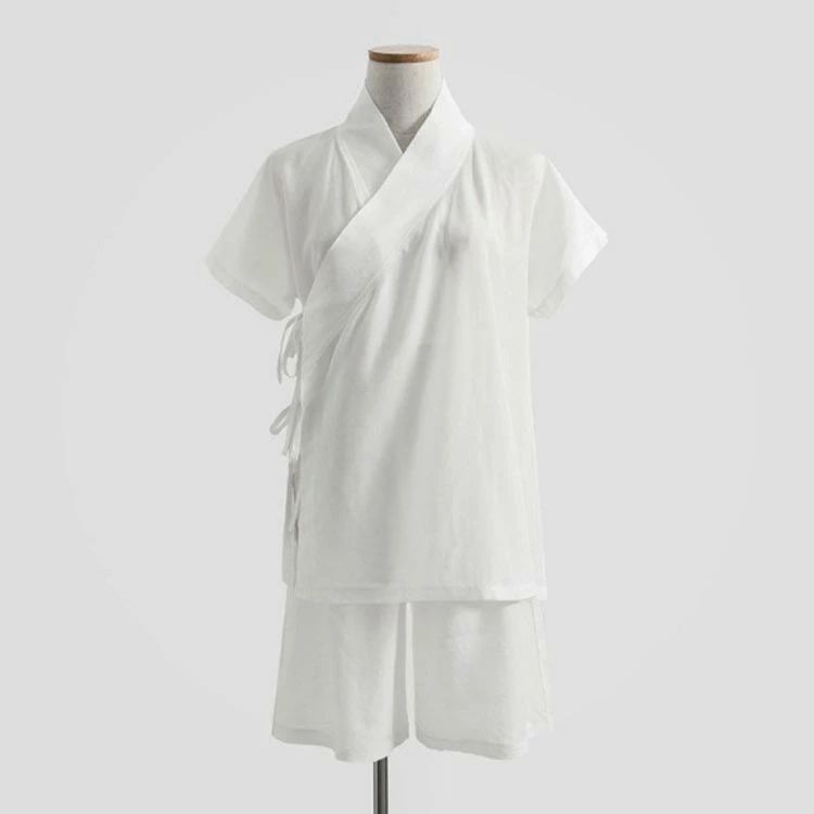 azストアの上下セット 襦袢 シャツ ハーフパンツ セットアップ 半袖 着物 レディース メンズ インナー 初心者 和装 浴衣 下着 肌着 男女兼用 ホワイト ブラック 送料無料｜アングル3