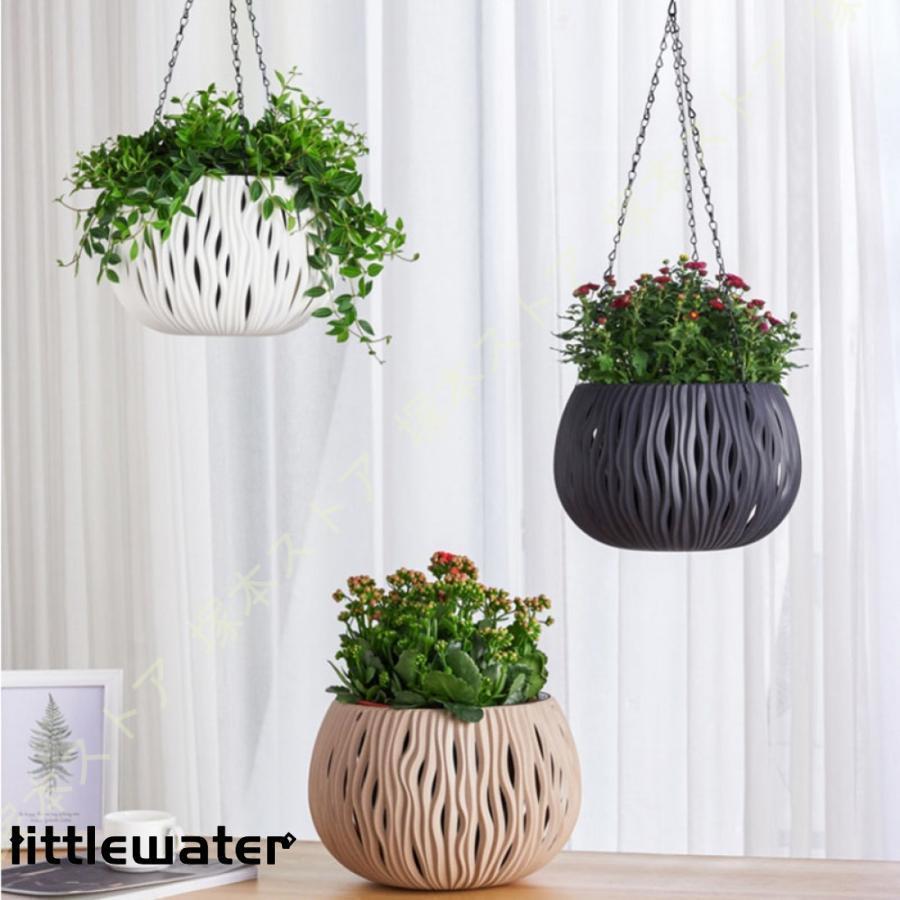 プラ鉢 植木鉢 プラ製 吊り下げ S/Lサイズ 園芸用品 ガーデン プレゼント 北欧 ホワイト ガーデニング用品 バルコニー 水切り板の設計 ハンギング鉢 ギフト