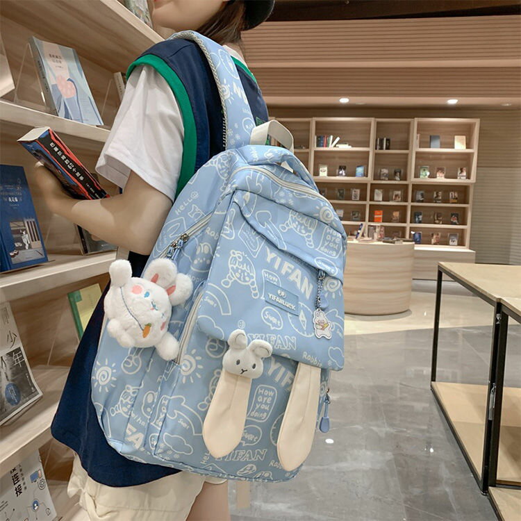 樂天商城 - リュック 女の子 うさぎ耳 可愛い リュックサック 小学生 キッズ 中高生 通学 スクールバッグ アウトドア バッグ パックバッグ 軽量 通勤リュック カバン オシャレ 大容量 収納力 出張 入学式 大学生 高校生 中学生 旅行 5色