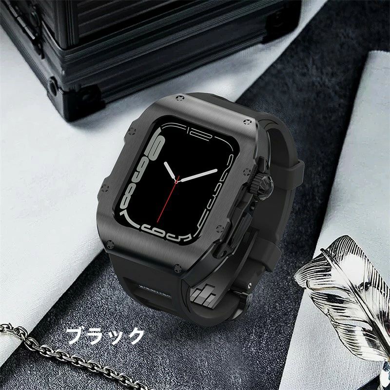 【送料無料】在庫処分 送料無料 Watch 9バンド ステンレス Watch SE Watch series8 7 6 5 4 45mm 44mm 一体型 バンド 交換用バンド Watchの改造 クロコダイル レザーストラップ apple watch 7 プレゼント レザー メンズ(2.0)