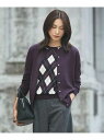 【】【洗える】アーガイル ツイン ニット J.PRESS LADIES L ジェイプレス トップス アンサンブル ブルー グレー ベージュ パープル【RBA_E...