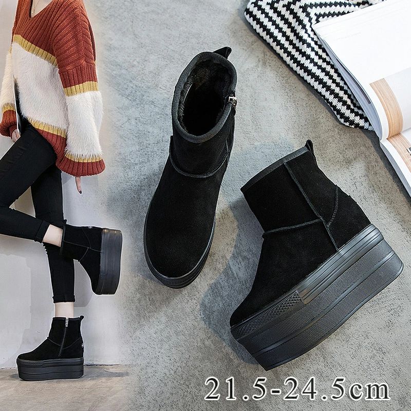 送料無料 ムートンブーツ レディース ムートン ブーツ ショートブーツ ミドルブーツ 厚底 ヒール12cm サイドファスナー 厚底ブーツ プラット 疲れない ブーツ 厚底 履きやすい 防寒 暖かい もこもこ おしゃれ 防寒 小さいサイズ 大きいサイズ 黒 送料無料