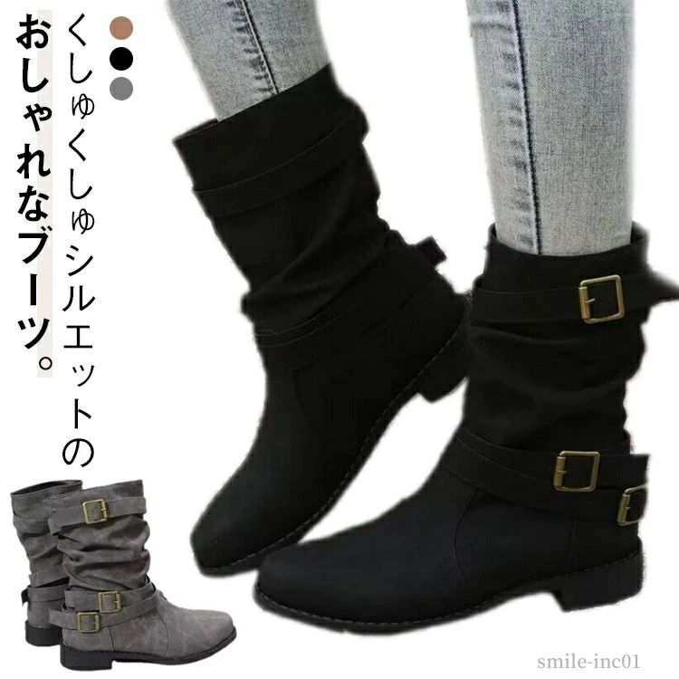 春 フラット 歩きやすい ショートブーツ 疲れない ルーズ ぺたんこ ブーツ ミドル丈 クロスベルト レディース エンジニアブーツ