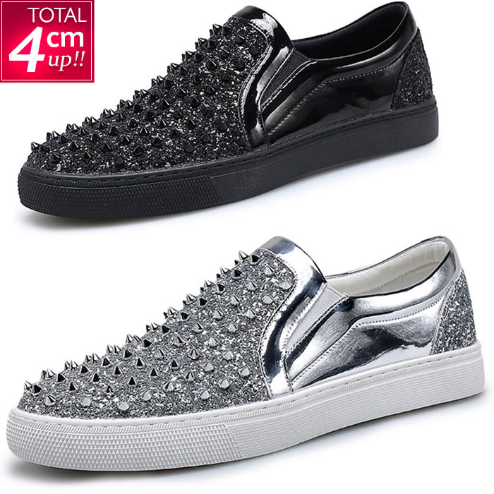 スタッズ スリッポン スニーカー メンズ サイドゴア スパンコール キラキラ b系 ヒップホップ ストリー..