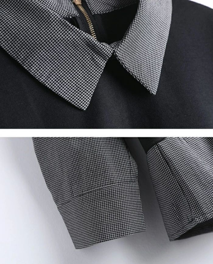 シャツ チェック柄長袖 プルオーバー 韓国ファッション 切替ブラウス トップス レディース ブラウス