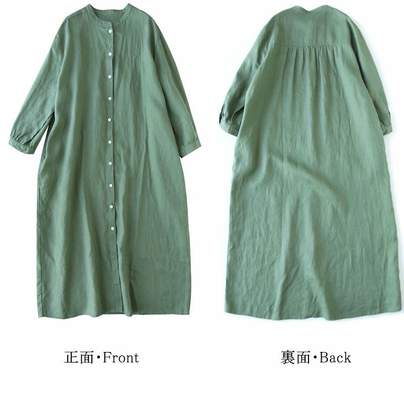 ワンピース 羽織り 長袖 ロングシャツ 前開き ロングワンピース レディース 無地 ロングワンピ