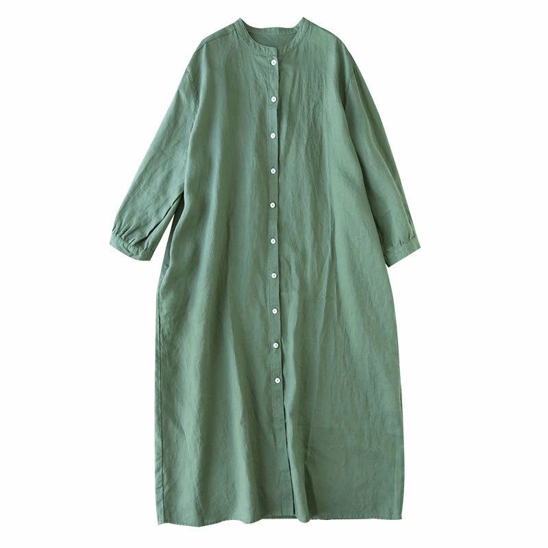 ワンピース 羽織り 長袖 ロングシャツ 前開き ロングワンピース レディース 無地 ロングワンピ
