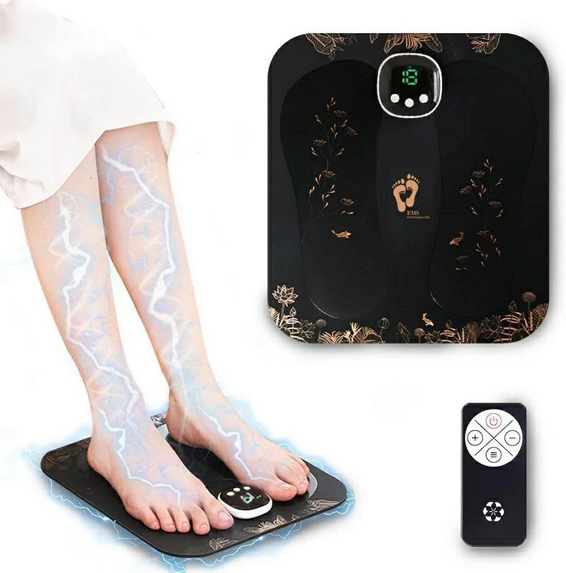 足裏ケア 19段階レベル 8種モード リモコン付き 電気刺激 遠隔 シリコン製 足用EMSフットマット フット..