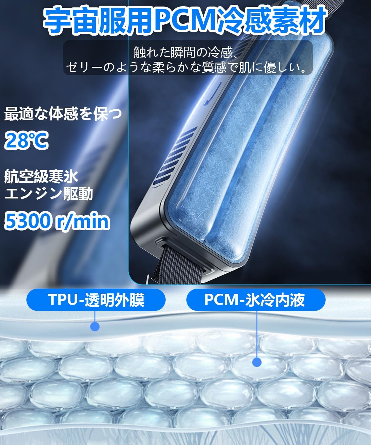 半導体冷却 3段階調節 360リングウエスト 前後冷却 超広角送風 ベルトファン 腰掛け扇風機