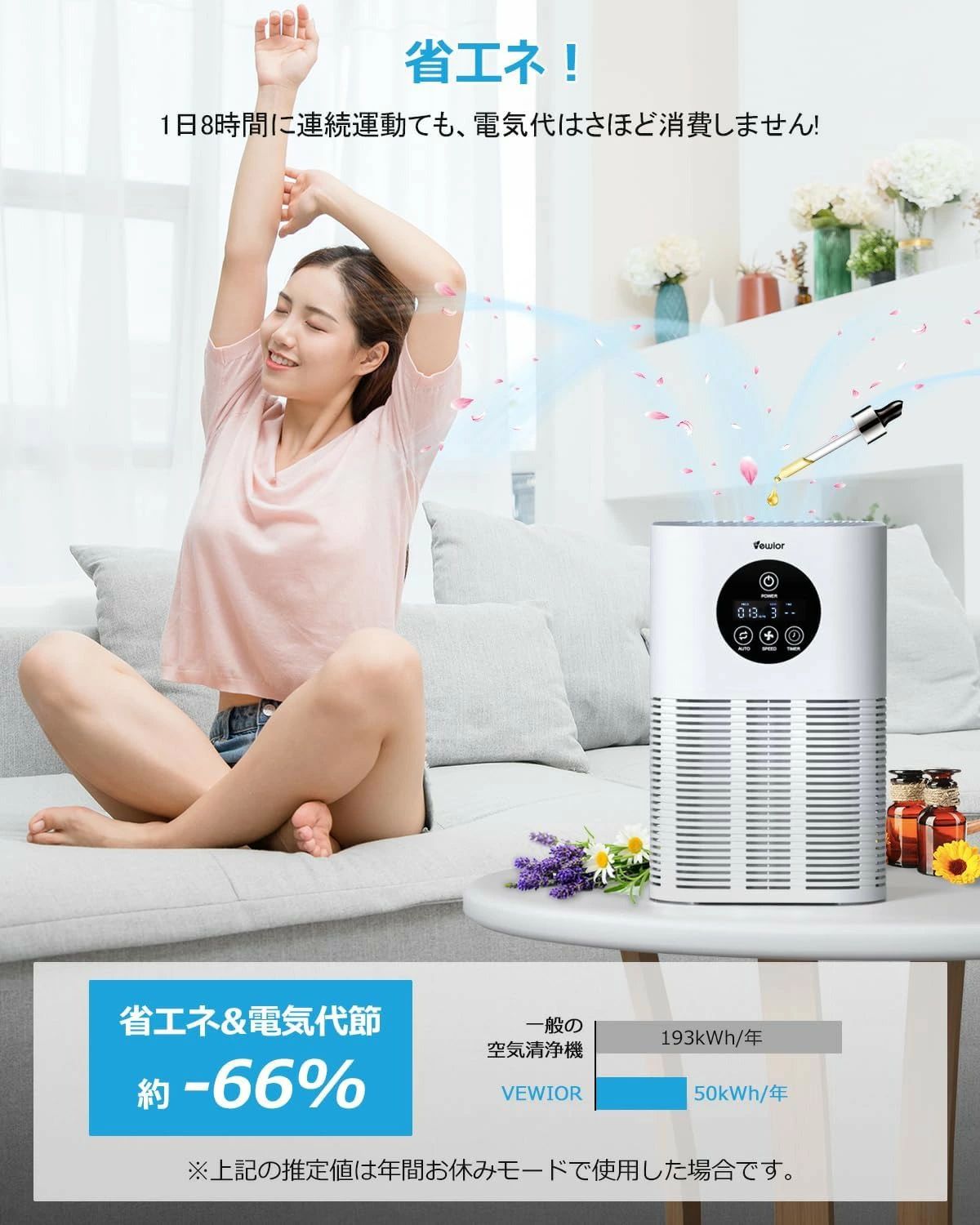 ストア石丸の脱臭/除菌 アロマ対応 卓上【10~38畳対応】小型 【節電対策?360°循環清浄?花粉対策】PM2.5自動空気質検知｜アングル3