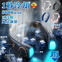 冷感 強力 冷却プレート 360° USB充電 軽量 静音 5段階風量 5000mAh 扇風機 瞬間冷却 首掛け扇風機
