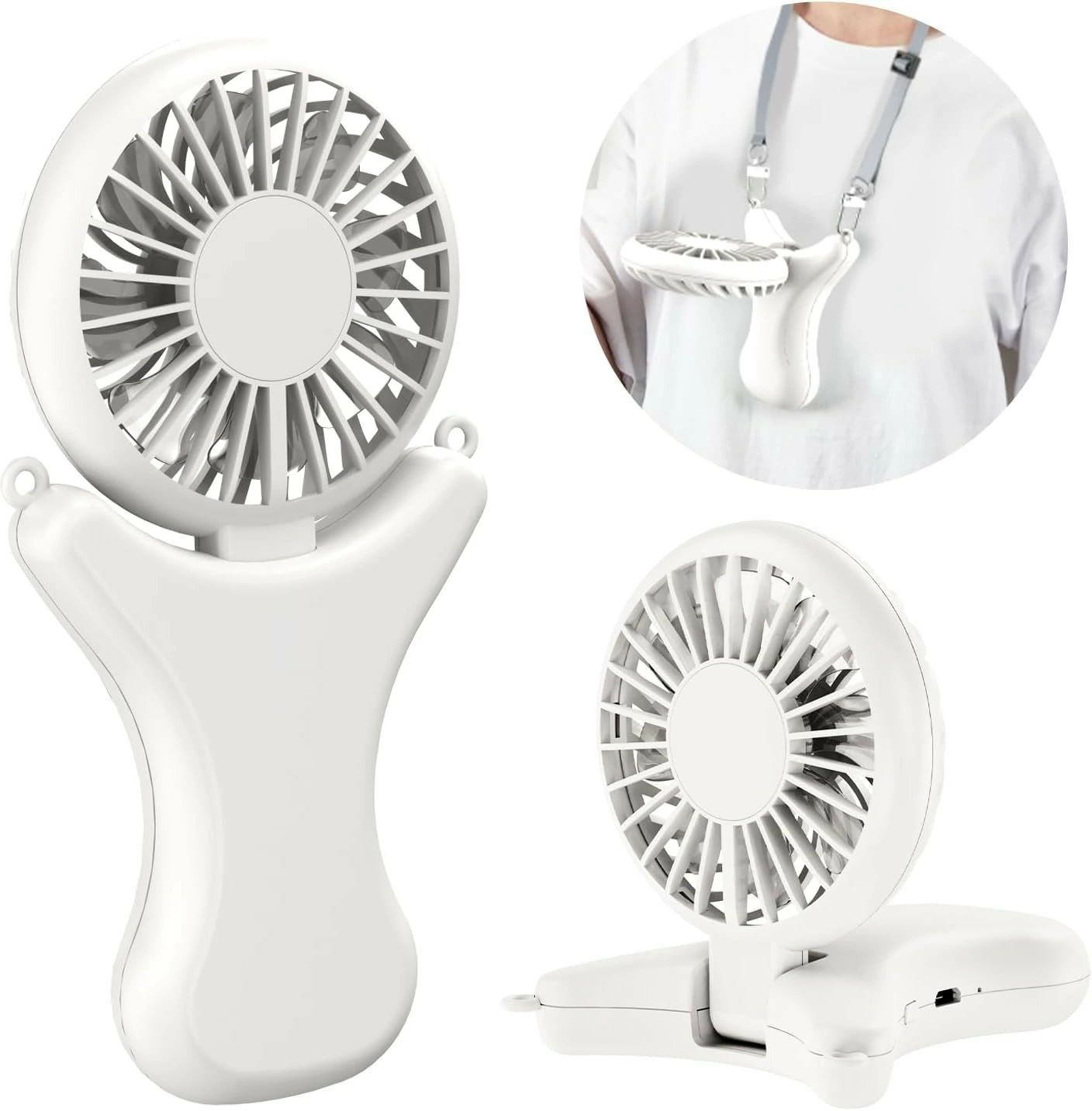 首掛け扇風機 卓上 手持ち 3段階風量調節 静音 充電式USB扇風機 小型 ハンディファン 手持ち扇風機