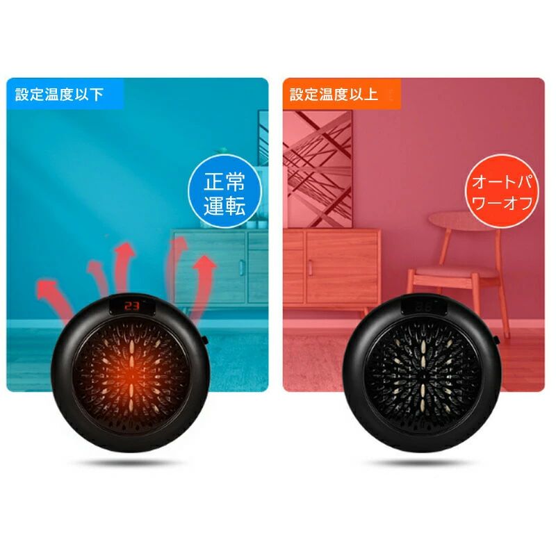 ミニ壁掛け暖房器 壁掛けヒーター コンパクト ファンヒーター 3秒速暖 送風 小型 ヒーター 温度表示 壁掛け