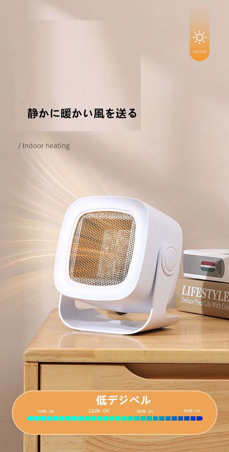 省エネ 3秒速暖 送風 暖房器具 洗面所 足元 台所 寝室 温風機 シンプル コンパクト 足元暖房 足もと 2段階切替式 storeishimaru-10020387 ストア石丸 サンプル画像2