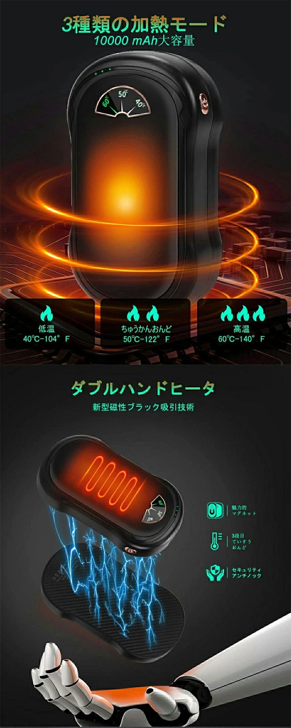 ストア石丸の電子カイロ 電気あんか 繰り返し利用可 電気カイロ USB に分割 2 を｜アングル2