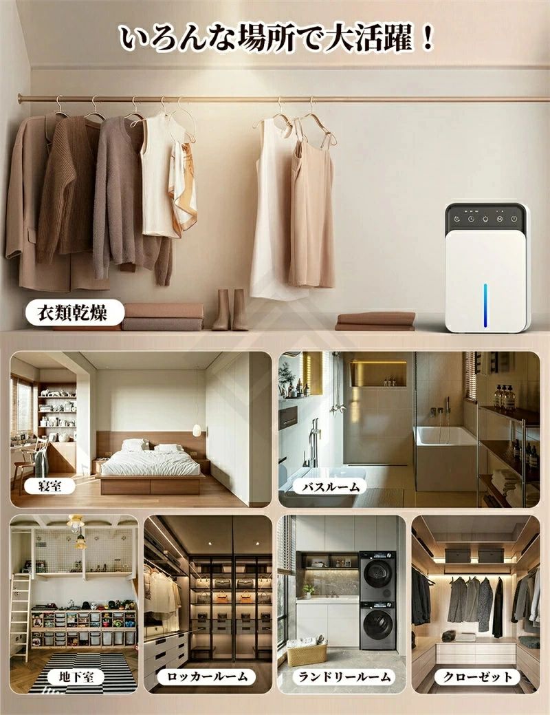 600ML/日 カビ対策 湿気 結露 梅雨 スピード乾燥 湿気取り 部屋干し 衣類乾燥 空気清浄 1500ML大容量 強力除湿 小型