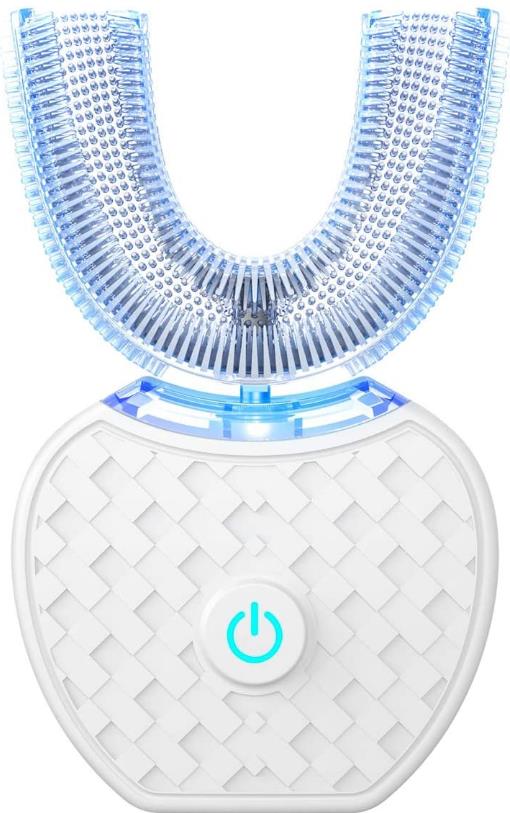 ブラック 360°U型 ワイヤレス充電 IPX7防水 ブラシ 音波振動歯